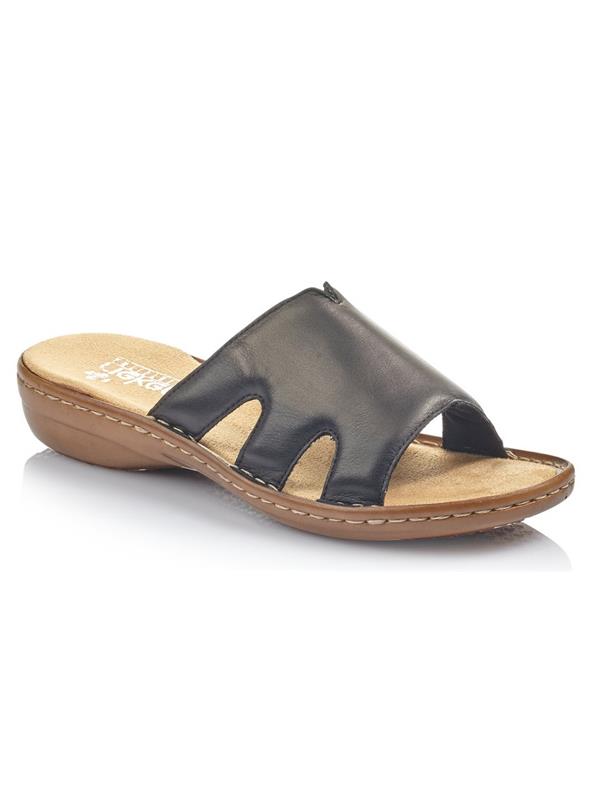 Rieker 60824-00 Slip On Leather Mule Sandals 
