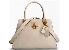 Guess Bags - Stephi Girlfriend Satchel Taupe Croc