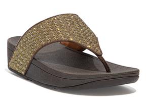 FitFlop Sandals - Olive Glitter Weave Bronze