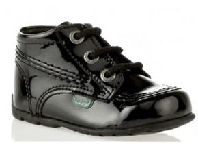 Kickers Shoes - Kick Hi Lace Baby Black Patent 